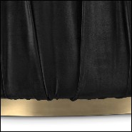 Ottoman recouvert de tissu plissé noir de haute qualité avec base en laiton 169-Mahal