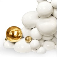 Console composée de sphères métalliques en aluminium vernis blanc et finition Gold ou noire 145-Spheres