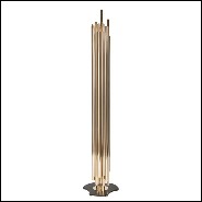 Floor lamp with gold-plated polished solid brass tubes on matte black finish steel base 151-Brass Tubes