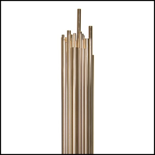 Floor lamp with gold-plated polished solid brass tubes on matte black finish steel base 151-Brass Tubes