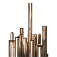 Floor lamp with gold-plated polished solid brass tubes on matte black finish steel base 151-Brass Tubes