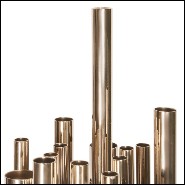 Lampadaire avec tubes en laiton massif poli finition Gold sur socle en acier finition noir mat 151-Brass Tubes