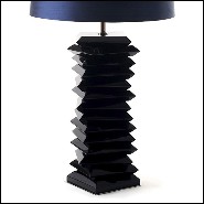 Table lamp with glossy black lacquered finish on solid mahogany wood base 145-Black Stairs