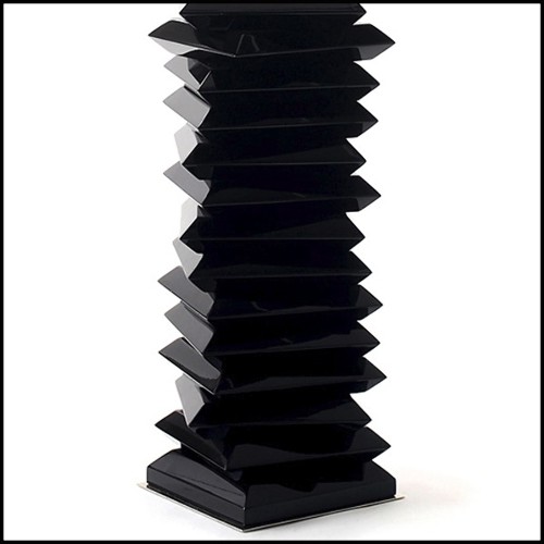 Lampe de table finition laquée noire brillante sur base en bois d'acajou massif 145-Black Stairs