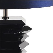 Table lamp with glossy black lacquered finish on solid mahogany wood base 145-Black Stairs