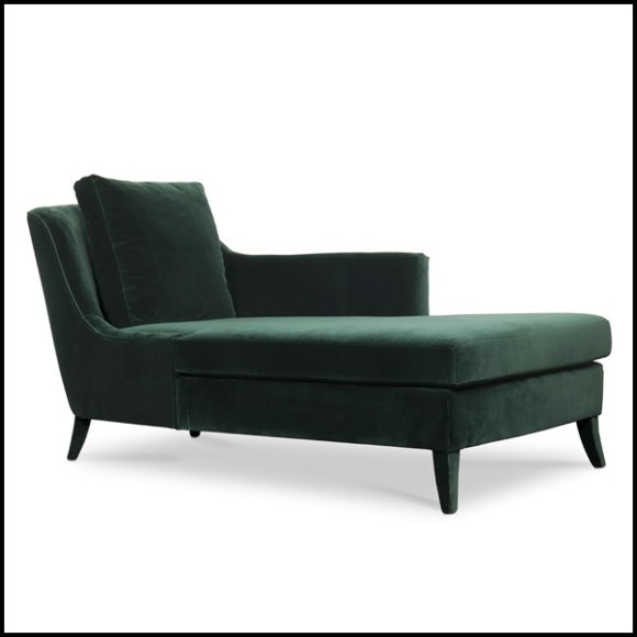 Chaise longue avec structure en bois massif recouverte de velours de coton vert 169-British Green