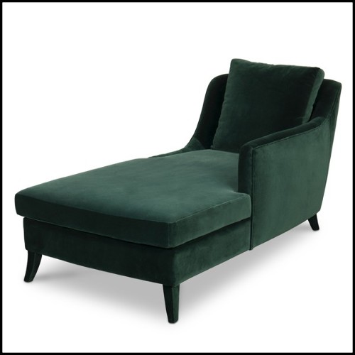 Long chair with solid wood structure and covered with cotton velvet fabric 169-British Green