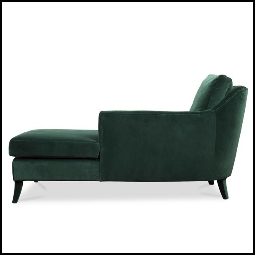 Long chair with solid wood structure and covered with cotton velvet fabric 169-British Green