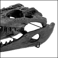Sculpture with structure in resin in black finish on black finish metal base 162-Croco Skull