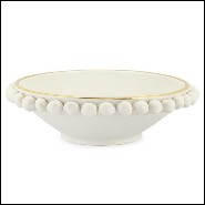 Bol finition noire avec structure en céramique émaillée à la main et bordure peinte avec de l'or pur 162-Pin Ceramic