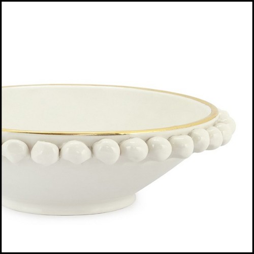 Bowl in black finish with handmade enamelled ceramic with pin details and trim with liquid pure gold 162-Pin Ceramic
