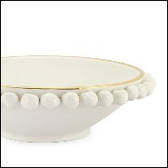 Bol finition noire avec structure en céramique émaillée à la main et bordure peinte avec de l'or pur 162-Pin Ceramic