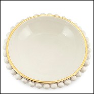 Bol finition noire avec structure en céramique émaillée à la main et bordure peinte avec de l'or pur 162-Pin Ceramic