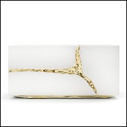 Table de chevet ou table d'appoint avec structure en racine de peuplier et revêtement en acier inoxydable poli 145-Paradise