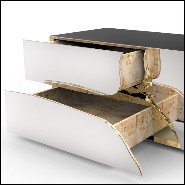 Table de chevet ou table d'appoint avec structure en racine de peuplier et revêtement en acier inoxydable poli 145-Paradise