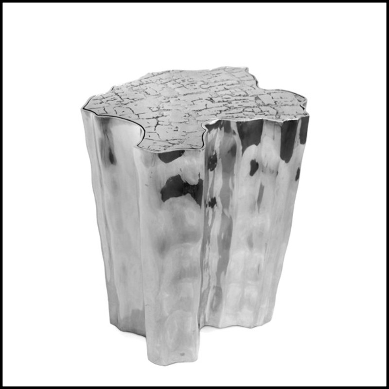 Side table with all structure in polished solid aluminium and with veining top 145-Heaven Alu