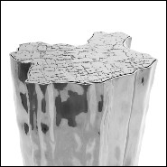 Side table with all structure in polished solid aluminium and with veining top 145-Heaven Alu