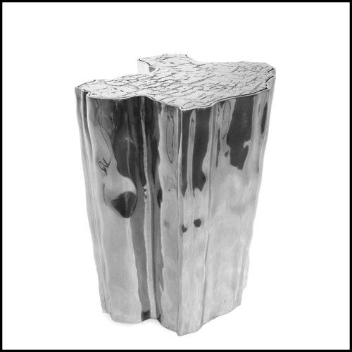 Side table with all structure in polished solid aluminium and with veining top 145-Heaven Alu