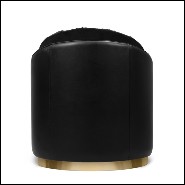 Armchair with structure in solid wood upholstered with black velvet fabric and black genuine leather 164-Tempo