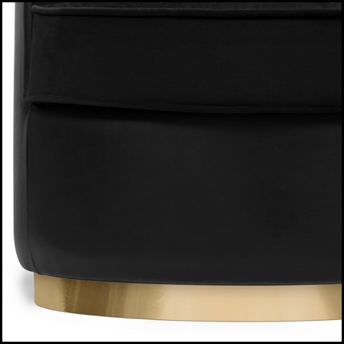 Armchair with structure in solid wood upholstered with black velvet fabric and black genuine leather 164-Tempo