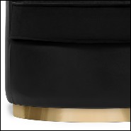 Armchair with structure in solid wood upholstered with black velvet fabric and black genuine leather 164-Tempo