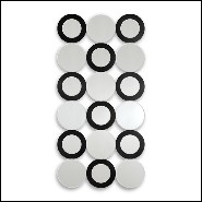 Mirror with 18 round clear mirror glass and black finish rings on 9 mirrors 119-Rings