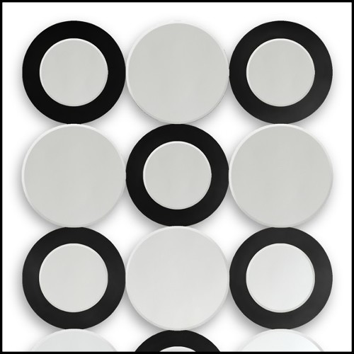 Mirror with 18 round clear mirror glass and black finish rings on 9 mirrors 119-Rings