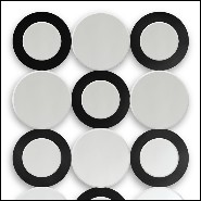 Mirror with 18 round clear mirror glass and black finish rings on 9 mirrors 119-Rings