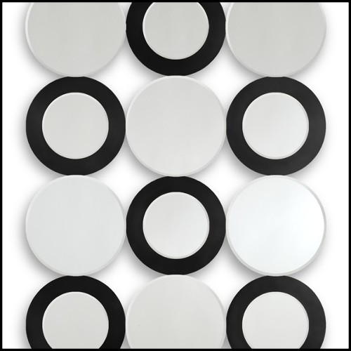Mirror with 18 round clear mirror glass and black finish rings on 9 mirrors 119-Rings