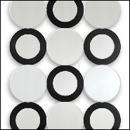 Mirror with 18 round clear mirror glass and black finish rings on 9 mirrors 119-Rings