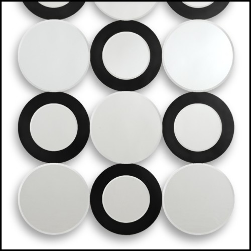 Mirror with 18 round clear mirror glass and black finish rings on 9 mirrors 119-Rings
