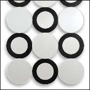 Mirror with 18 round clear mirror glass and black finish rings on 9 mirrors 119-Rings