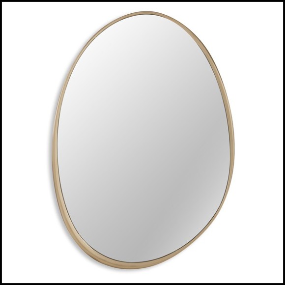 Miroir avec cadre en bois d'acajou massif sculpté et peint à la main avec de la peinture Gold 119-Puddle Gold