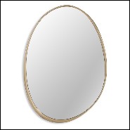 Mirror with solid hand carved mahogany wood frame painted with gold paint 119-Puddle Gold