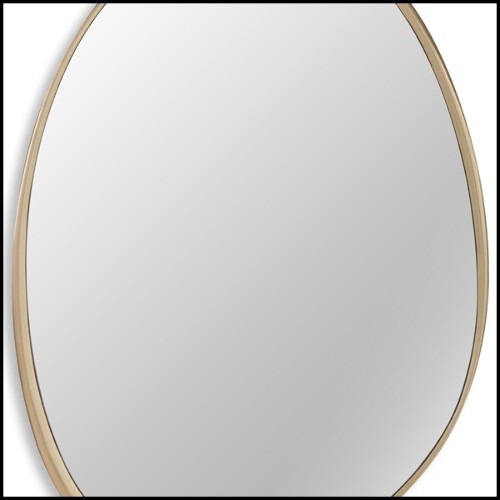 Miroir avec cadre en bois d'acajou massif sculpté et peint à la main avec de la peinture Gold 119-Puddle Gold