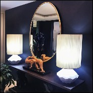 Miroir avec cadre en bois d'acajou massif sculpté et peint à la main avec de la peinture Gold 119-Puddle Gold