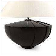 Lampe de table avec base en bois d'acajou laqué noir et abat-jour blanc cassé 119-Black Shell