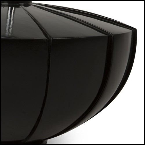 Lampe de table avec base en bois d'acajou laqué noir et abat-jour blanc cassé 119-Black Shell