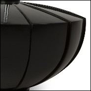 Table Lamp with solid black lacquered mahogany wood base and off-white lamp shade 119-Black Shell