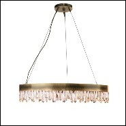 Chandelier with structure in solid brass in antique brushed finish and with carved quartz crystal sticks 155-Crystal Sticks