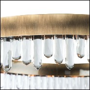 Chandelier with structure in solid brass in antique brushed finish and with carved quartz crystal sticks 155-Crystal Sticks