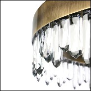 Lustre avec structure en laiton massif finition brossé antique et bâtons en cristal de quartz sculptés 155-Crystal Sticks