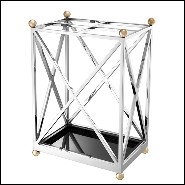 Porte-parapluie avec structure en acier inoxydable poli avec finition nickel et plateau noir 24-Quantum
