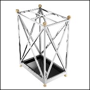 Porte-parapluie avec structure en acier inoxydable poli avec finition nickel et plateau noir 24-Quantum