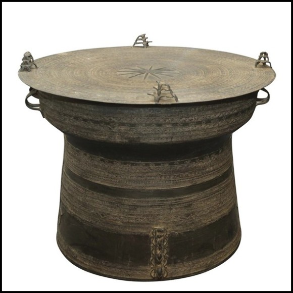 Rain Drum in solid bronze blackened from Cambodia temples 38-Rain Drum 2
