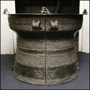 Rain Drum in solid bronze blackened from Cambodia temples 38-Rain Drum 2