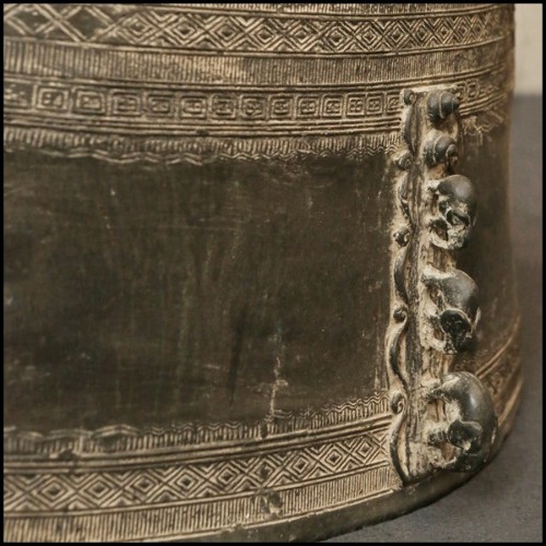Rain Drum in solid bronze blackened from Cambodia temples 38-Rain Drum 2