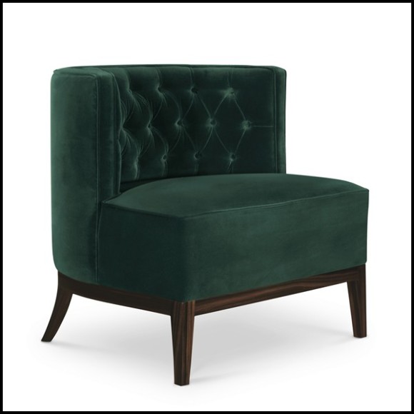 Armchair with structure in solid wood upholstered  with high quality British green velvet fabric 155-Pasadena