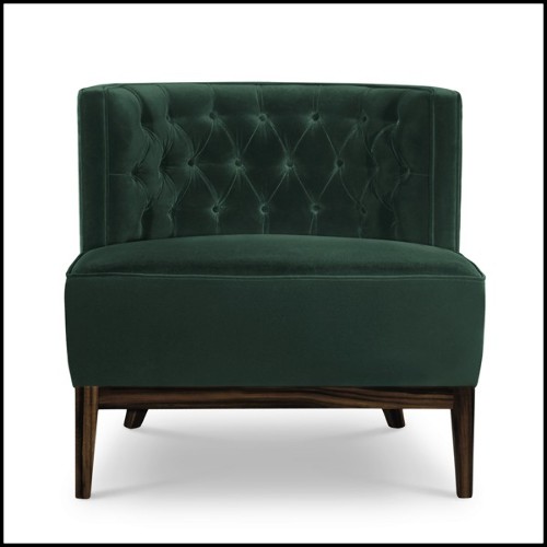 Armchair with structure in solid wood upholstered  with high quality British green velvet fabric 155-Pasadena