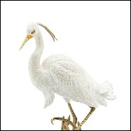 Sculpture de héron en porcelaine peinte à la main avec pieds et détails en laiton massif 162-Porcelain Heron